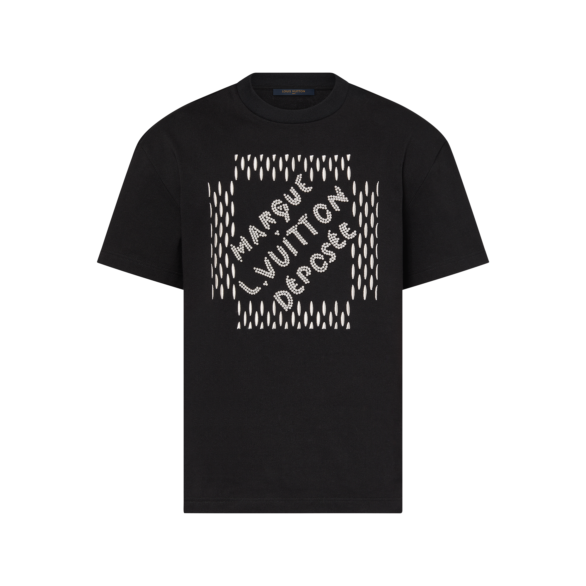 Tee-shirt à signatures brodées en coton | LOUIS VUITTON